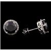 Image 2 : 3.79 ctw Black Diamond Stud Earrings - 14KT White Gold