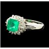 Image 1 : 1.11 ctw Emerald and Diamond Ring - Platinum