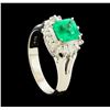 Image 4 : 1.11 ctw Emerald and Diamond Ring - Platinum