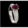 Image 4 : 1.37 ctw Ruby and Diamond Ring - 18KT White Gold