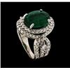 Image 4 : 4.54 ctw Emerald and Diamond Ring - 14KT White Gold