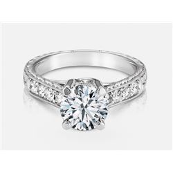 Cubic Zirconia and Diamond Ring - 18KT White Gold