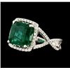 Image 1 : 3.67 ctw Emerald and Diamond Ring - 18KT White Gold
