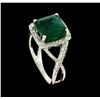 Image 4 : 3.67 ctw Emerald and Diamond Ring - 18KT White Gold
