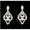 Image 1 : 0.10 ctw Diamond Dangle Earrings - 14KT White Gold