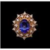 Image 2 : 3.62 ctw Tanzanite and Diamond Ring - 14KT Rose Gold