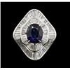 Image 2 : 3.21 ctw Sapphire and Diamond Ring - Platinum
