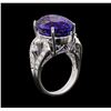 Image 4 : GIA Cert 18.52 ctw Tanzanite and Diamond Ring - 14KT White Gold