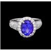 Image 2 : 14KT White Gold 2.88 ctw Tanzanite and Diamond Ring