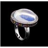 Image 4 : 18KT White Gold 21.49 ctw Opal, Sapphire and Diamond Ring