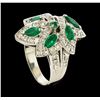 Image 4 : 1.18 ctw Emerald and Diamond Ring - Platinum