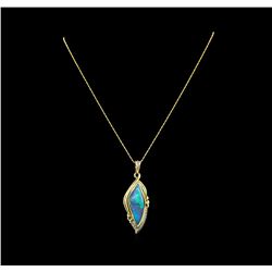 14KT Yellow Gold 11.00 ctw Opal and Diamond Pendant With Chain