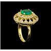 Image 4 : 14KT Yellow Gold 2.28 ctw Emerald and Diamond Ring