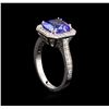 Image 4 : 2.95 ctw Tanzanite and Diamond Ring - 14KT White Gold