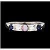 Image 2 : 0.50 ctw Sapphire, Opal and Diamond Ring - 14KT White Gold
