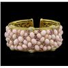Image 1 : 48.60 ctw Pink Opal, Pink Sapphire and Diamond Bracelet - 18KT Yellow Gold