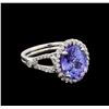 Image 1 : 3.96 ctw Tanzanite and Diamond Ring - 14KT White Gold
