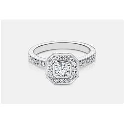 Cubic Zirconia and Diamond Ring - 14KT White Gold