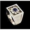 Image 4 : 1.71 ctw Sapphire and Diamond Ring - 14KT White Gold