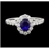 Image 2 : 1.08 ctw Sapphire and Diamond Ring - 14KT White Gold
