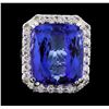 Image 2 : GIA Cert 32.86 ctw Tanzanite and Diamond Ring - 14KT White Gold