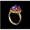 Image 4 : 14KT Yellow Gold 2.75 ctw Tanzanite, Ruby and Diamond  Ring