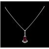 Image 1 : 5.00 ctw Rubellite and Diamond Pendant With Chain - 18KT White Gold