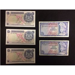 UNCIRCULATED SINGAPORE BANK NOTES & USED MALAYASIAN BANK NOTES