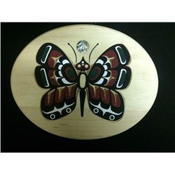SIGNED HAND CARVED NATIVE ART "BUTTERFLY" BY HUBERT BILLY 2016