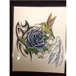 NATIVE ART PRINT BY HUBERT BILLY 2016