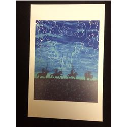 SIGNED NATIVE ART PRINT BY HUBERT BILLY 2002