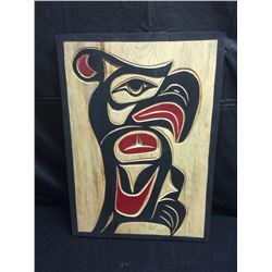 SIGNED & CARVED NATIVE ART WALL PLAQUE "THUNDERBIRD" BY STEVE CHARLIE