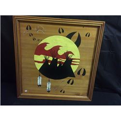 NATIVE ART PAINTING ON WOOD FRAME