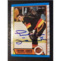 AUTUGRAPHED TREVOR LINDEN ROOKIE O-PEE-CHEE HOCKEY TRADING CARD