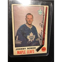 AUTOGRAPHED JOHNNY BOWER ROOKIE HOCKEY TRADING CARD TORONTO MAPLE LEAFS