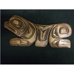 SIGNED NATIVE ART CARVING "FROG" BY HUBERT BILLY 2016