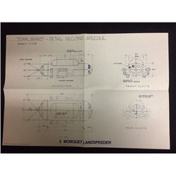 STAR WARS 5 MOBQUET LANDSPEEDER BLUEPRINTS COPYRIGHT 1977