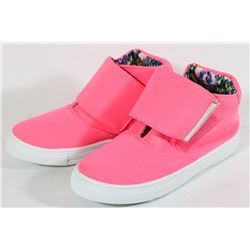 NEON PINK FABRIC HIGHTOP SNEAKERS - SIZE 7