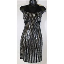 LADIES BLK/SILVER SHIMMER SLEEVELESS DRESS - SZ SM