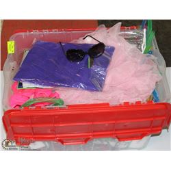 TOTE OF MISC TOPS, COSTUME ITEMS, SUNGLASSES AND