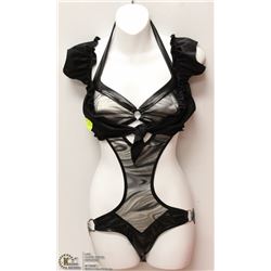 2 PC BLACK ROMPER & TOP SET -- SIZE SM/MED