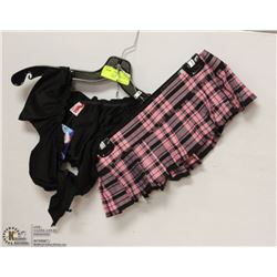 3 PC PINK & BLACK SCHOOLGIRL SET - SIZE SM/MED