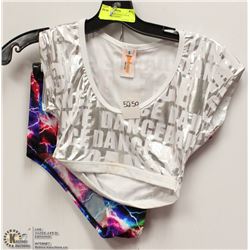 WHITE & SILVER DANCE TOP & BOTTOMS - SZ SM/MED