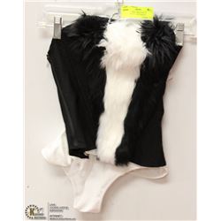 SKUNK CORSET WITH WHITE BOTTOMS SET - SIZE SM/MED