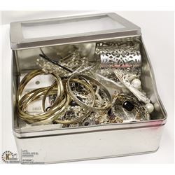 TIN OF COSTUME JEWELRY