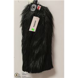 BLACK FUZZY LEG WARMERS