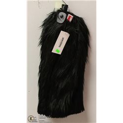 BLACK FUZZY LEG WARMERS