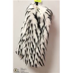 WHITE W/ BLACK TIPS FUZZY LEG WARMERS