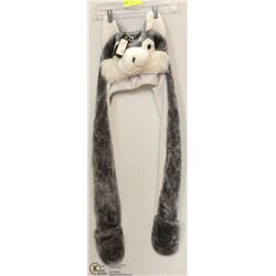 LONG WOLF GREY & WHITE W/ MITTS