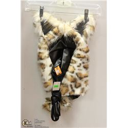 SHORT LEOPARD PRINT FUZZY HAT